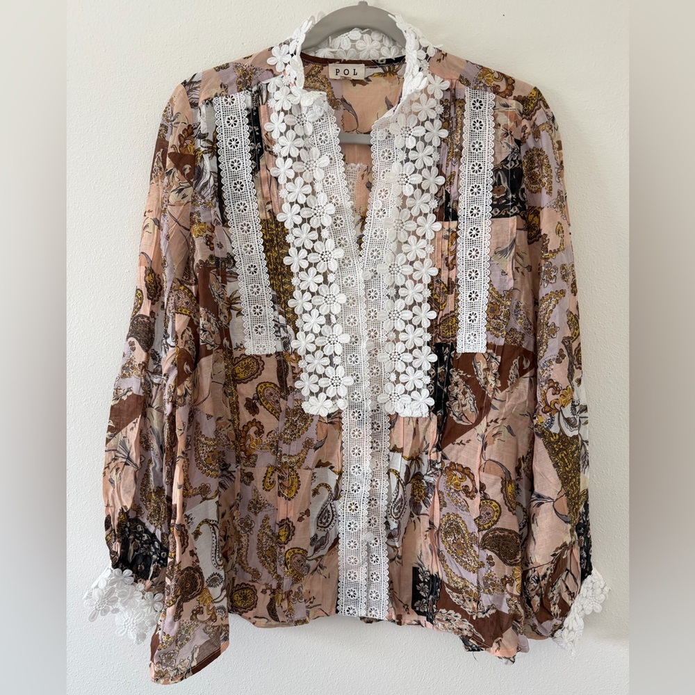 Pol Lace Bohemian Patchwork Button Down Victorian… - image 8